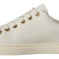 Dolce & Gabbana White Leather Gold Red Heart Sneakers Shoes