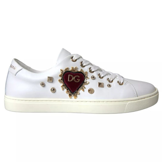 Dolce & Gabbana White Portofino Sacred Heart Sneakers Women Shoes