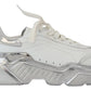 Dolce & Gabbana White Silver Leather Daymaster Women Sneakers Shoes