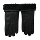 Dolce & Gabbana Black Leather Fur Short Hands Gloves