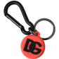 Dolce & Gabbana Red Orange Rubber DG Logo Round Metal Keyring Keychain