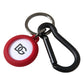 Dolce & Gabbana Red Rubber DG Logo Round Metal Brass Keyring Keychain