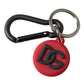 Dolce & Gabbana Red Rubber DG Logo Round Metal Brass Keyring Keychain