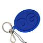 Dolce & Gabbana Blue Rubber DG Logo Silver Brass Metal Keyring Keychain