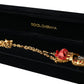 Dolce & Gabbana Gold BrassChain Sacred Heart Rose Crystal Charm Necklace