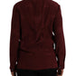 Dolce & Gabbana Maroon Crown Jacquard Silk Long Sleeve Shirt