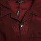 Dolce & Gabbana Maroon Crown Jacquard Silk Long Sleeve Shirt