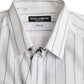 Dolce & Gabbana Black White Striped Formal Dress GOLD Shirt