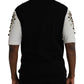 Dolce & Gabbana White Black Silk Studded Stone Crystal Shirt