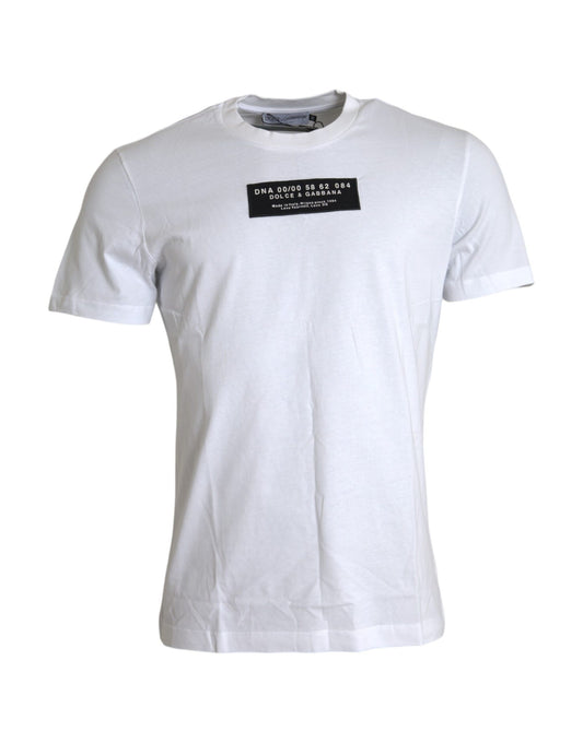 Dolce & Gabbana White Cotton DG Applique Men Casual T-shirt