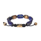 Nialaya Flat Bead Blue Lapis White CZ 925 Bracelet Mens