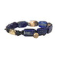 Nialaya Flat Bead Blue Lapis White CZ 925 Bracelet Mens