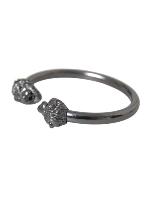 Nialaya Black Rhodium Lion Bangle Bracelet Women