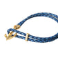 Nialaya Blue Gold Anchor 925 Silver Charm Bracelet Mens