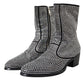 Dolce & Gabbana Black Rhinestone Crystal Chelsea Boots Shoes