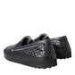 Dolce & Gabbana Black Woven Buffalo Leather Men Loafers Shoes