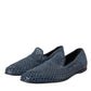 Dolce & Gabbana Blue Woven Leather Slip On Loafers Men Shoes