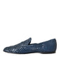 Dolce & Gabbana Blue Woven Leather Slip On Loafers Men Shoes