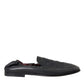 Dolce & Gabbana Black Logo Embroidered Leather Loafer Men Dress Shoes