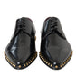 Dolce & Gabbana Black Leather Gold Studded Derby Dress Shoes