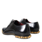 Dolce & Gabbana Black Leather Gold Studded Derby Dress Shoes