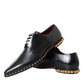 Dolce & Gabbana Black Leather Gold Studded Derby Dress Shoes