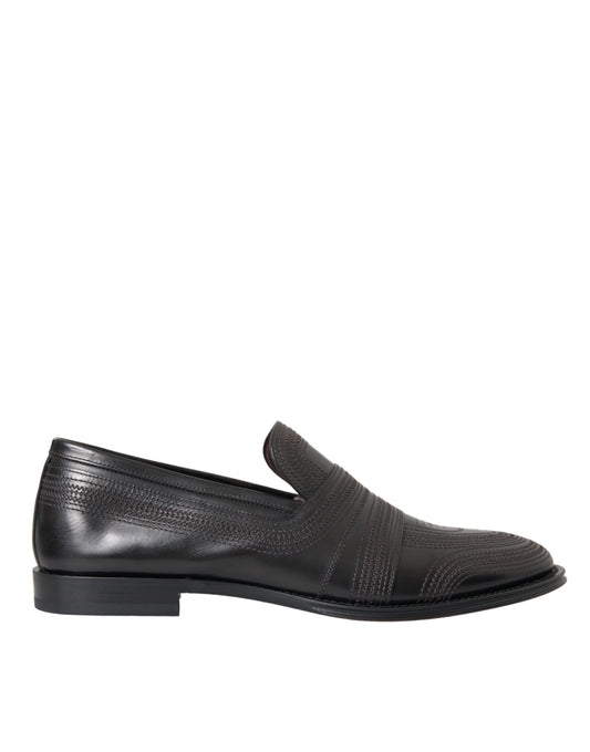 Dolce & Gabbana Black Brown Leather Loafer Men Dress Shoes