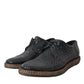 Dolce & Gabbana Black Woven Goat Leather Lace Up Derby Shoes