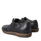 Dolce & Gabbana Black Woven Goat Leather Lace Up Derby Shoes