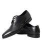 Dolce & Gabbana Black Leather Derby Formal Dress Men Shoes