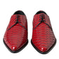 Dolce & Gabbana Red Textured Varnished Derby Men Formal Shoes