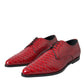 Dolce & Gabbana Red Textured Varnished Derby Men Formal Shoes