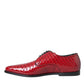 Dolce & Gabbana Red Textured Varnished Derby Men Formal Shoes