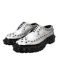 Dolce & Gabbana Black White Embellished Derby Formal Shoes