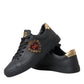 Dolce & Gabbana Black Leather Heart Embellished Sneakers Shoes