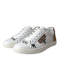 Dolce & Gabbana White Brown Leather Logo Low Top Sneakers Shoes