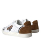 Dolce & Gabbana White Brown Leather Logo Low Top Sneakers Shoes