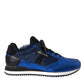 Dolce & Gabbana Blue Black Calf Hair Leather Sneakers Shoes