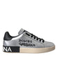 Dolce & Gabbana Silver Portofino Calf Leather Sneakers Men Shoes