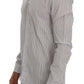 Frankie Morello Elegant White & Blue Striped Casual Shirt