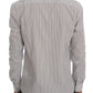 Frankie Morello Elegant White & Blue Striped Casual Shirt