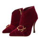 Dolce & Gabbana Dark Red Velvet Devotion Buckle Boots Shoes