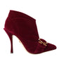 Dolce & Gabbana Dark Red Velvet Devotion Buckle Boots Shoes