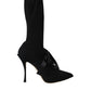 Dolce & Gabbana Black Stiletto Heels Mid Calf Boots Shoes