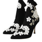 Dolce & Gabbana Black White Embroidery Slip On Boots Shoes