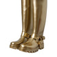 Dolce & Gabbana Metallic Gold Rubber PVC Rain Boots Shoes