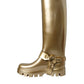 Dolce & Gabbana Metallic Gold Rubber PVC Rain Boots Shoes