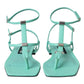 Dolce & Gabbana Aqua Green Leather Ankle Strap Flats Sandals Shoes