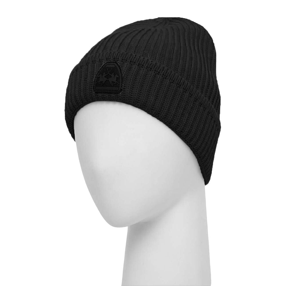 La Martina Black Acrylic Men Beanie