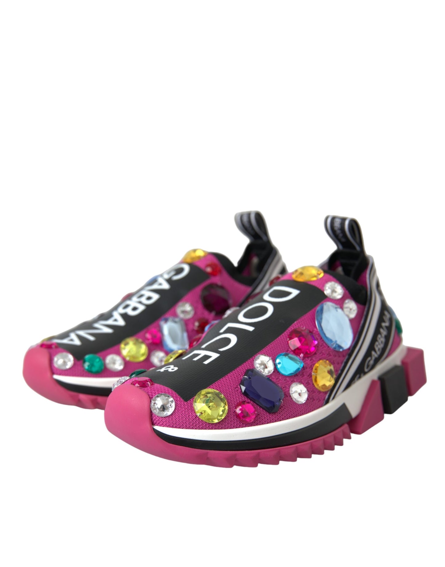 Dolce & Gabbana Pink Sorrento Crystals Sneakers Shoes